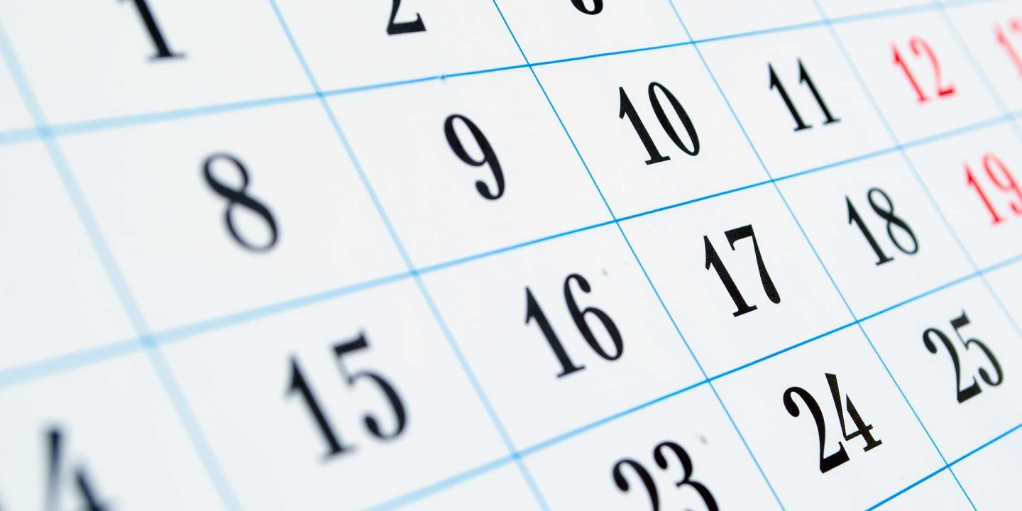 Close up a calendar page